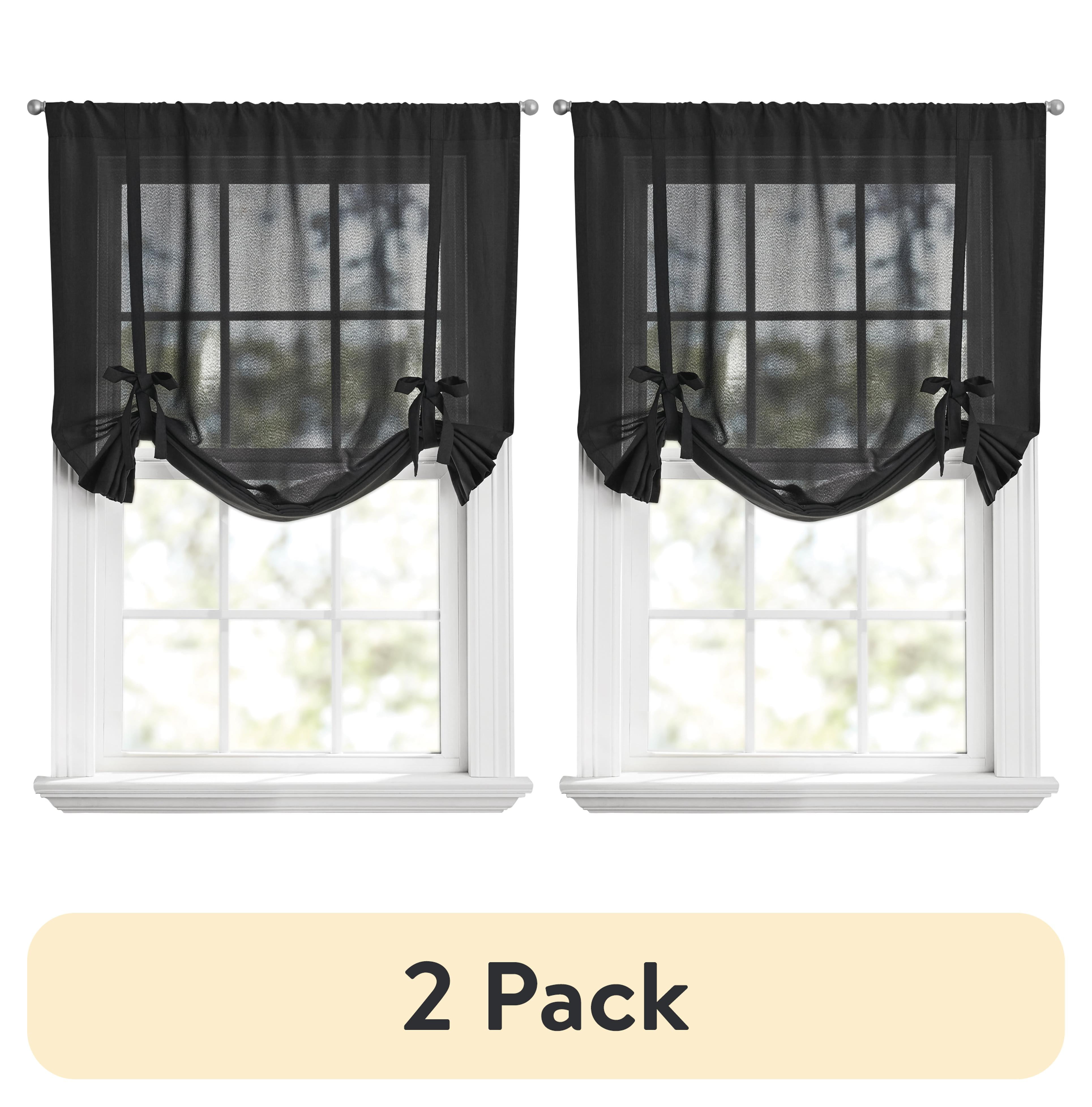 (2 pack) Mainstays Tie up Shade, Rich Black 42 in x 63 in