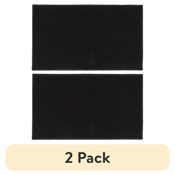 (2 pack) Mainstays Titan Solid Black Durable Indoor Utility Accent Rug, 17"x30"