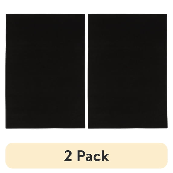 (2 pack) Mainstays Titan Solid Indoor Area Rug, Black, 3'4" x 5'