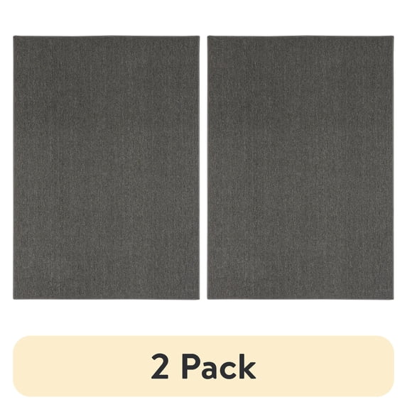 (2 pack) Mainstays Titan Solid Indoor Area Rug, Grey, 4'6" x 6'6"