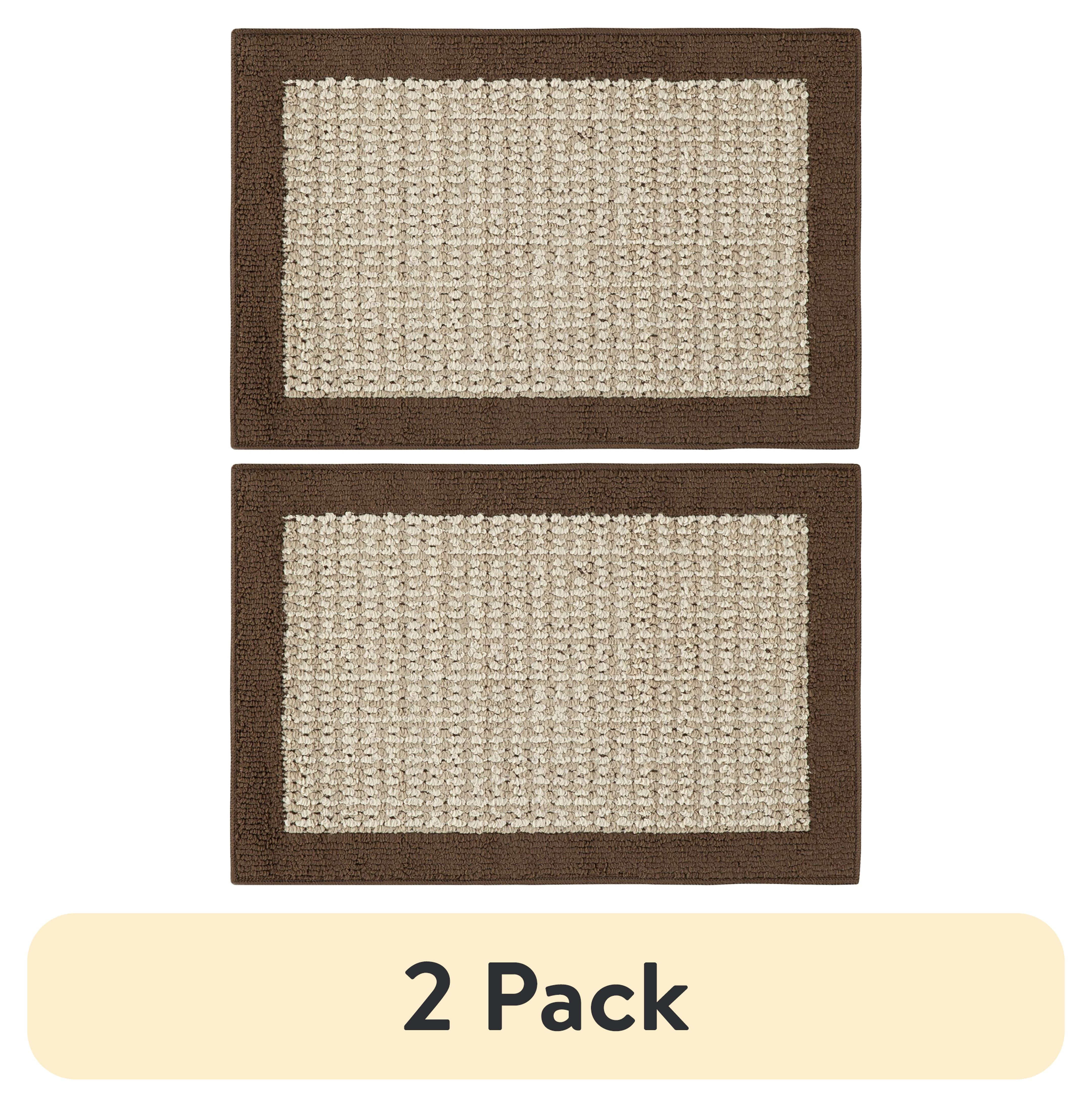 (2 pack) Mainstays Traditional Faux Sisal Olefin Brown Border Indoor Accent Rug, 1'8"x2'6"