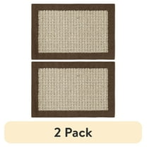 (2 pack) Mainstays Traditional Faux Sisal Olefin Brown Border Indoor Accent Rug, 1'8"x2'6"