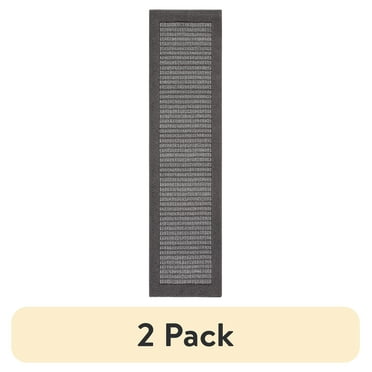 (2 pack) Mainstays Farmhouse Faux Sisal Olefin Gray Border Indoor Hallway Runner Rug, 2'6"x10'