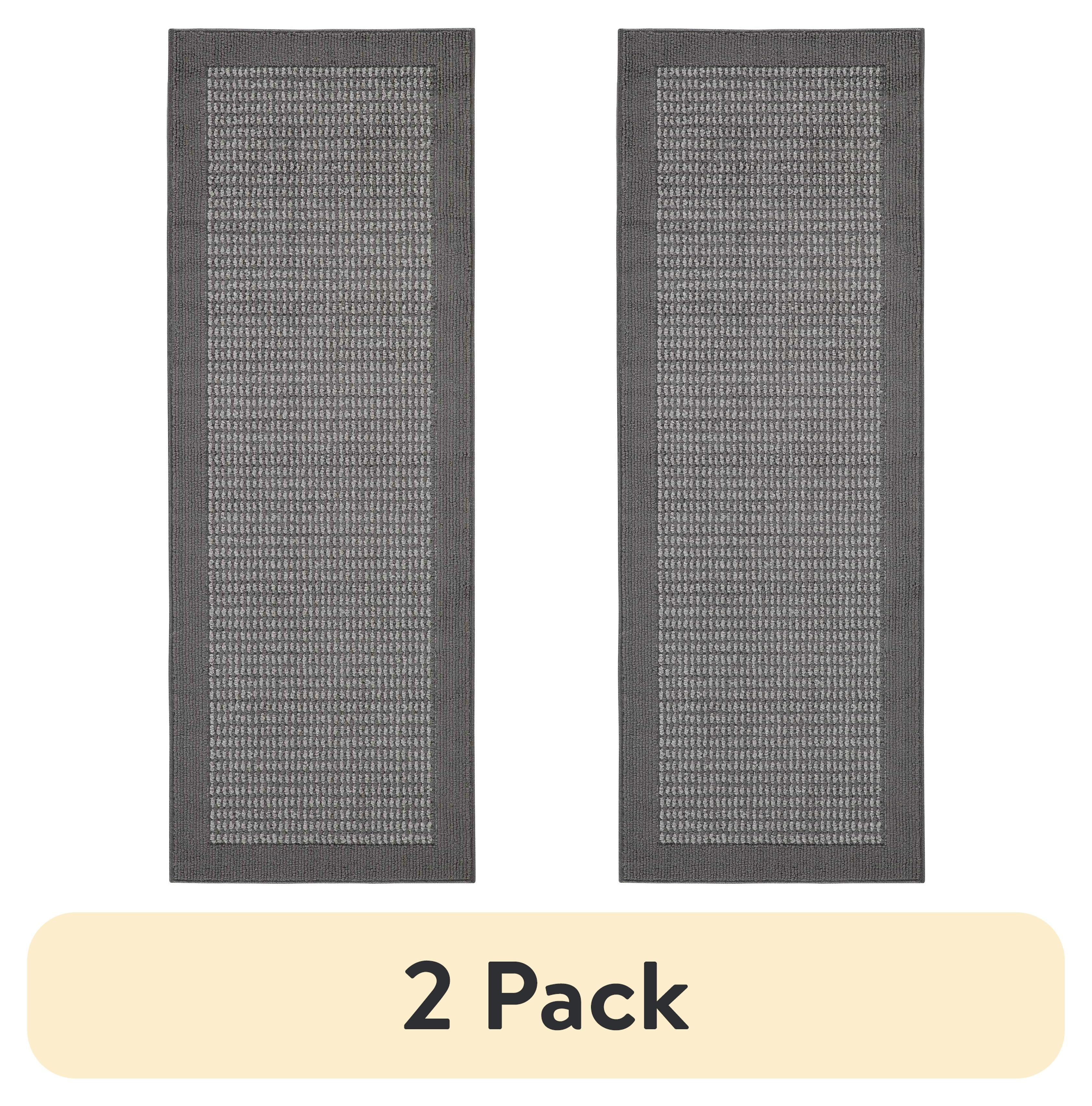 (2 pack) Mainstays Farmhouse Faux Sisal Olefin Gray Border Indoor Hallway Runner Rug, 2'x6'