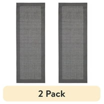 (2 pack) Mainstays Farmhouse Faux Sisal Olefin Gray Border Indoor Hallway Runner Rug, 2'x6'