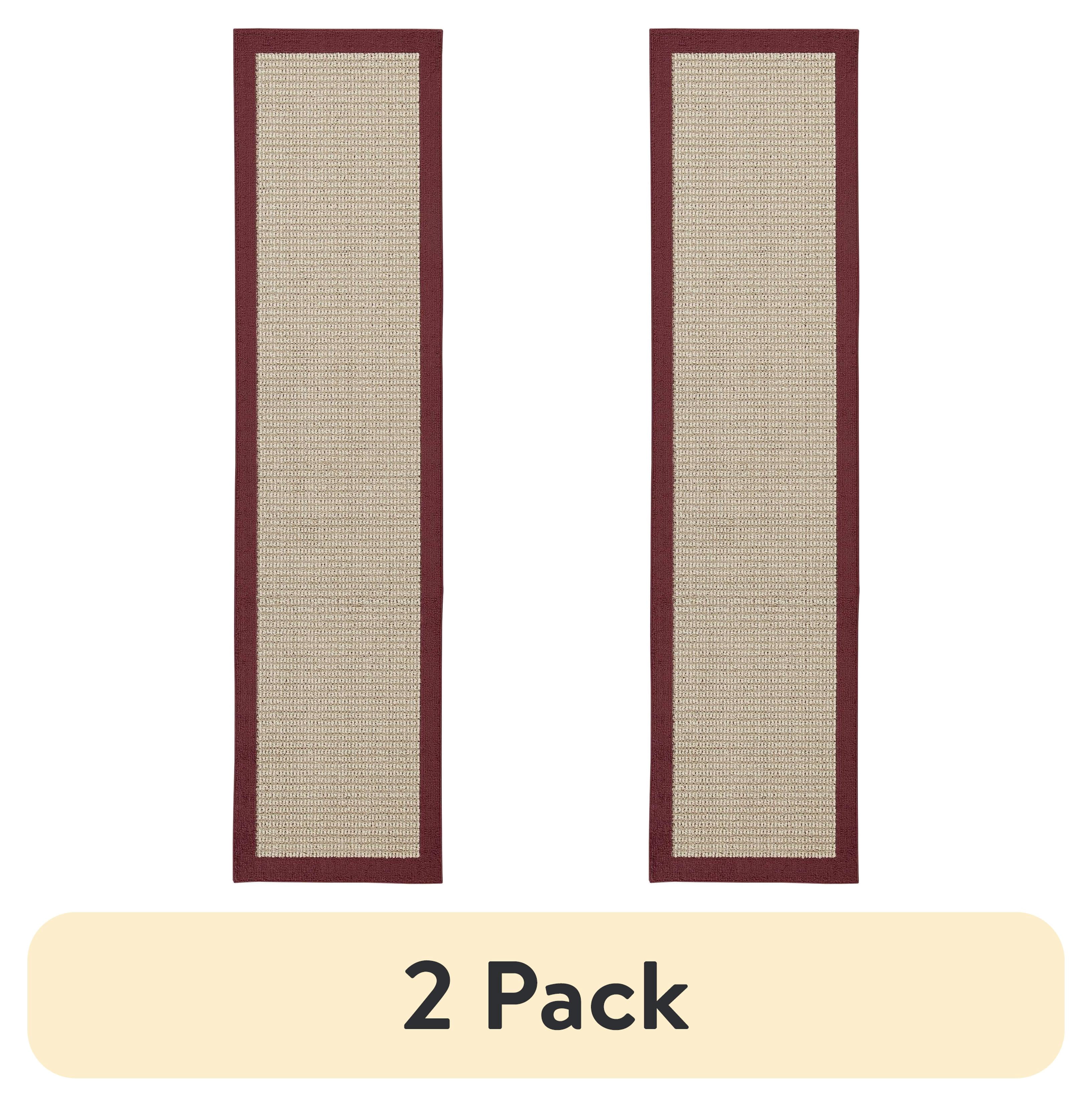 (2 pack) Mainstays Faux Sisal Olefin Red Border Indoor Hallway Runner Rug, 2 ft 6 in x 10 ft