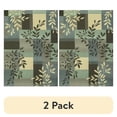 thumbnail image 1 of (2 pack) Mainstays Traditional Leaf Block Aqua Gray Print Indoor Area Rug, 7' x 10', 1 of 9