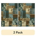 thumbnail image 1 of (2 pack) Mainstays Traditional Leaf Block Blue Brown Print Indoor Area Rug, 7' x 10', 1 of 8
