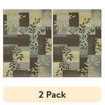 (2 pack) Mainstays Traditional Leaf Block Gray Print Indoor Area Rug, 7' x 10'