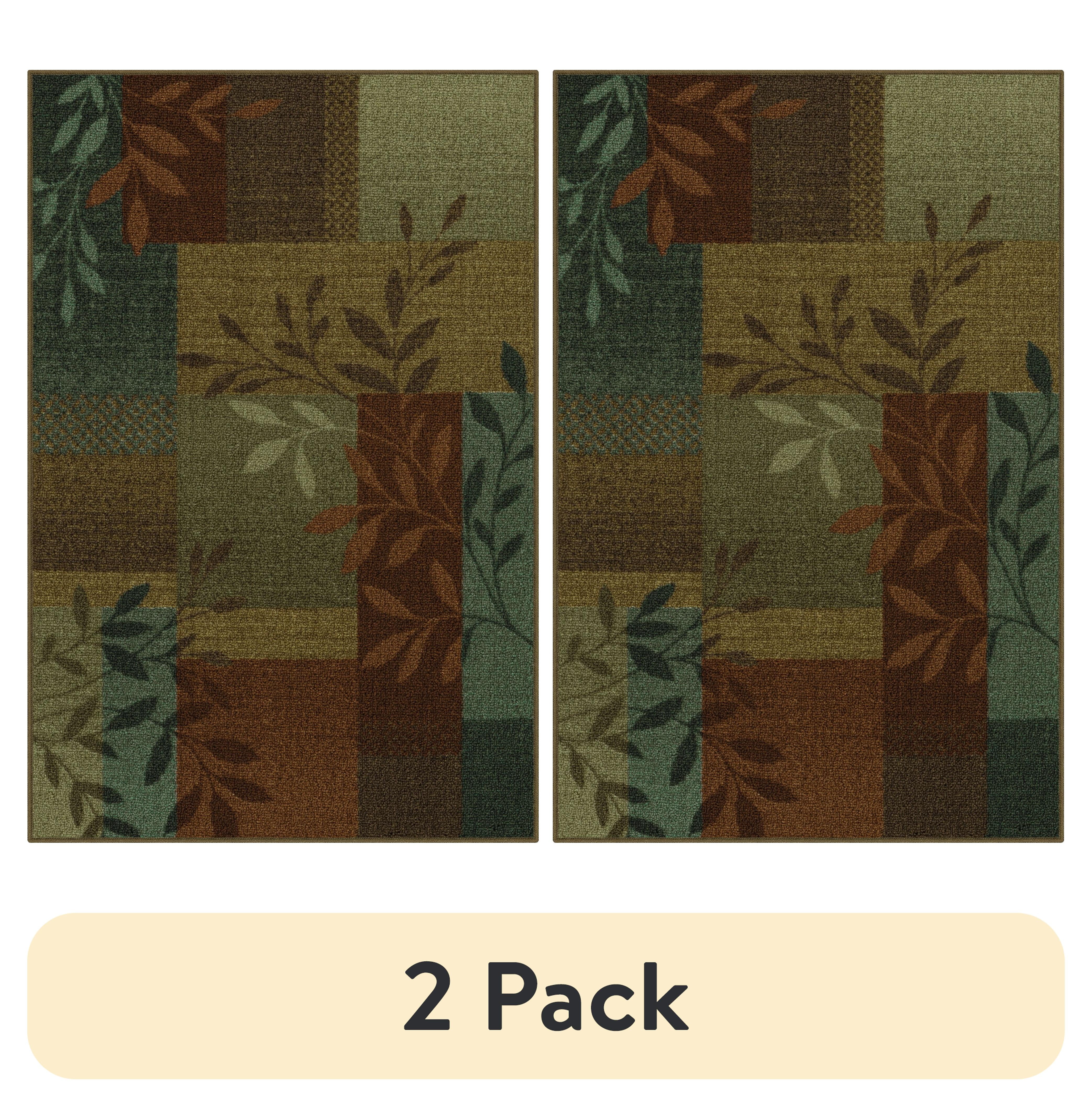 (2 pack) Mainstays Leaf Block Multicolor Indoor Accent Rug, 2 ft 6 in x 3 ft 10 in