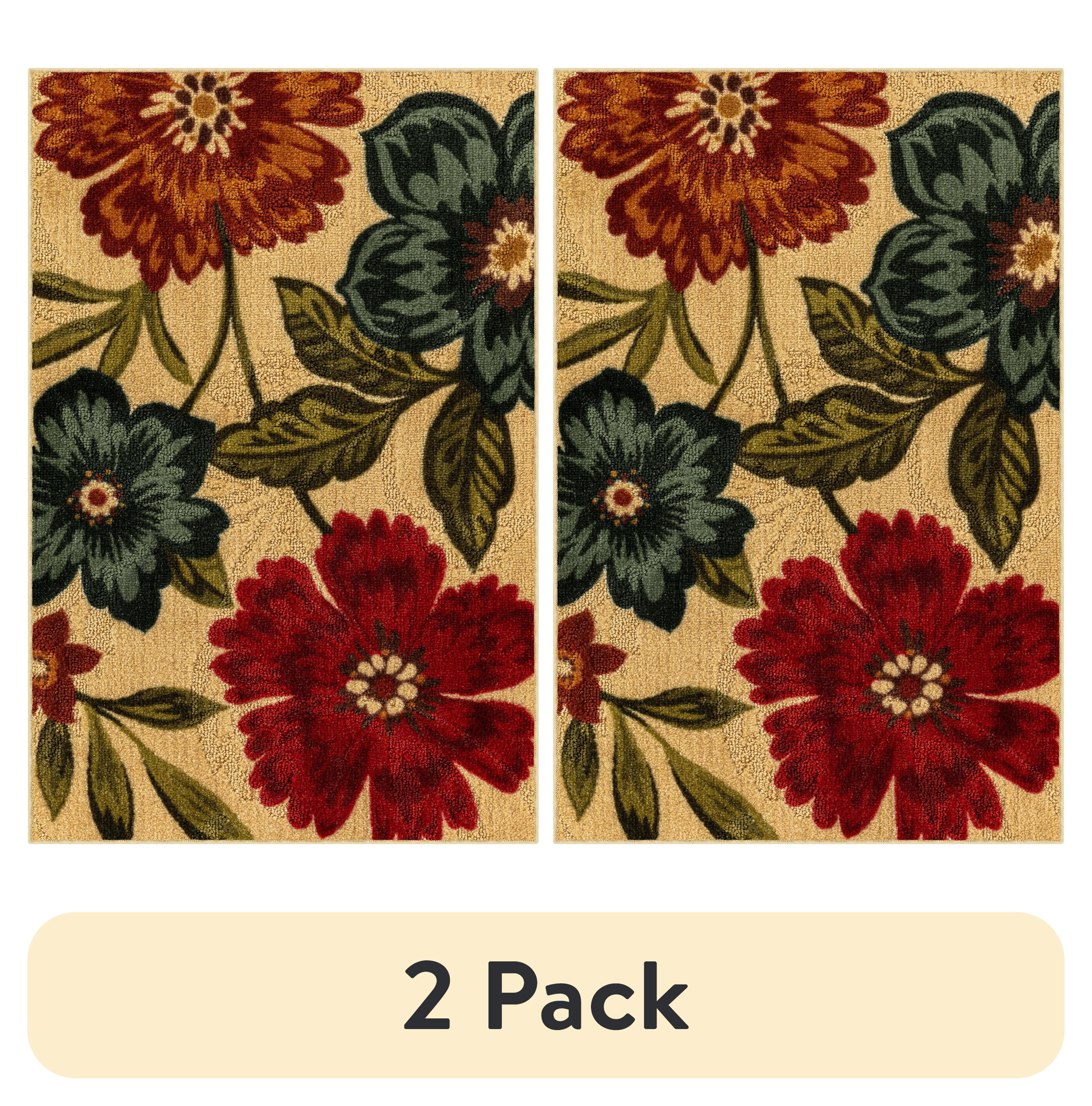 (2 pack) Mainstays Traditional Multicolor Floral Print Indoor Accent Rug, 2'6"x3'10"