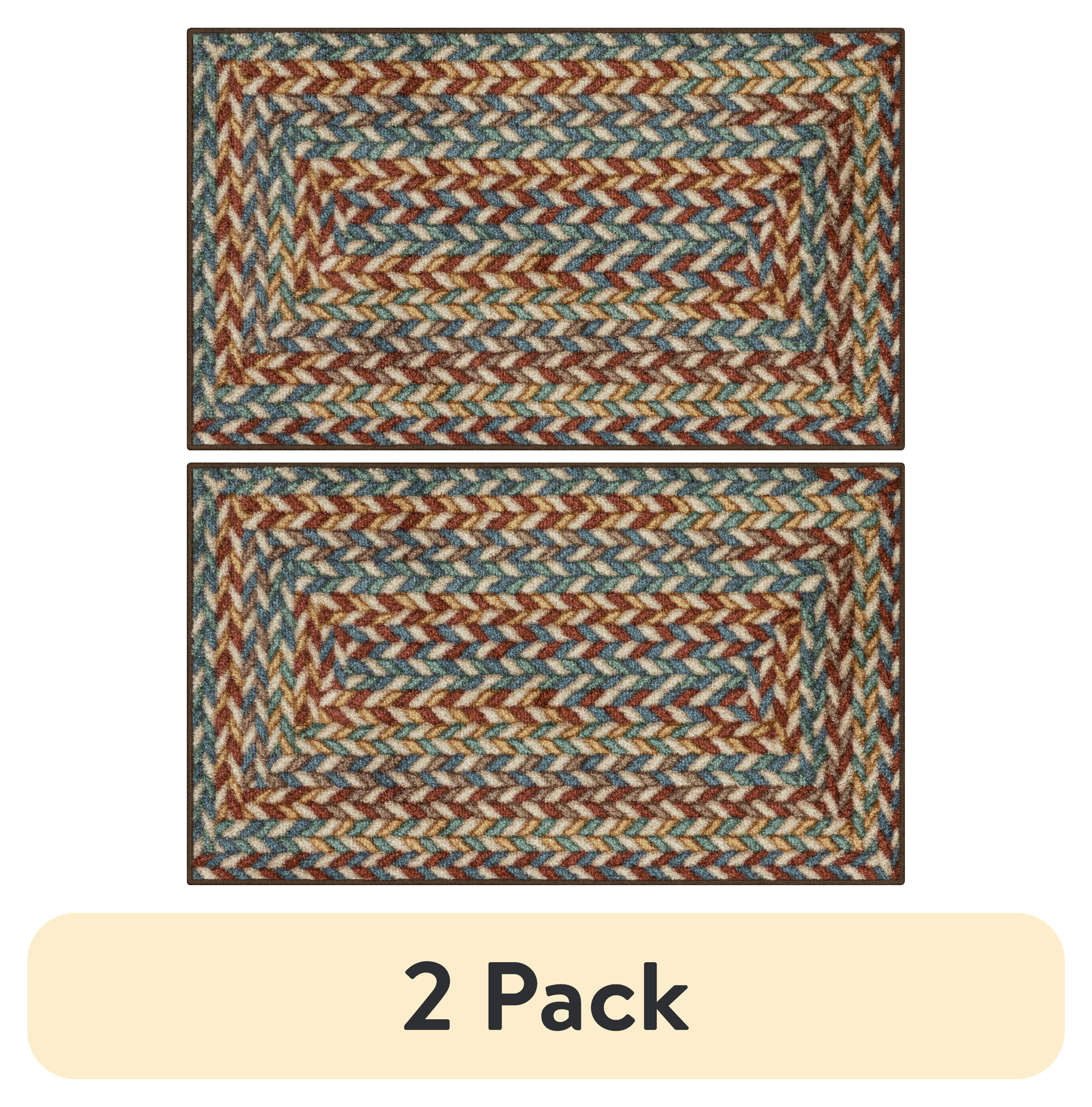 (2 pack) Mainstays Traditional Multicolor Print Braid Indoor Accent Rug, 1'8"x2'10"