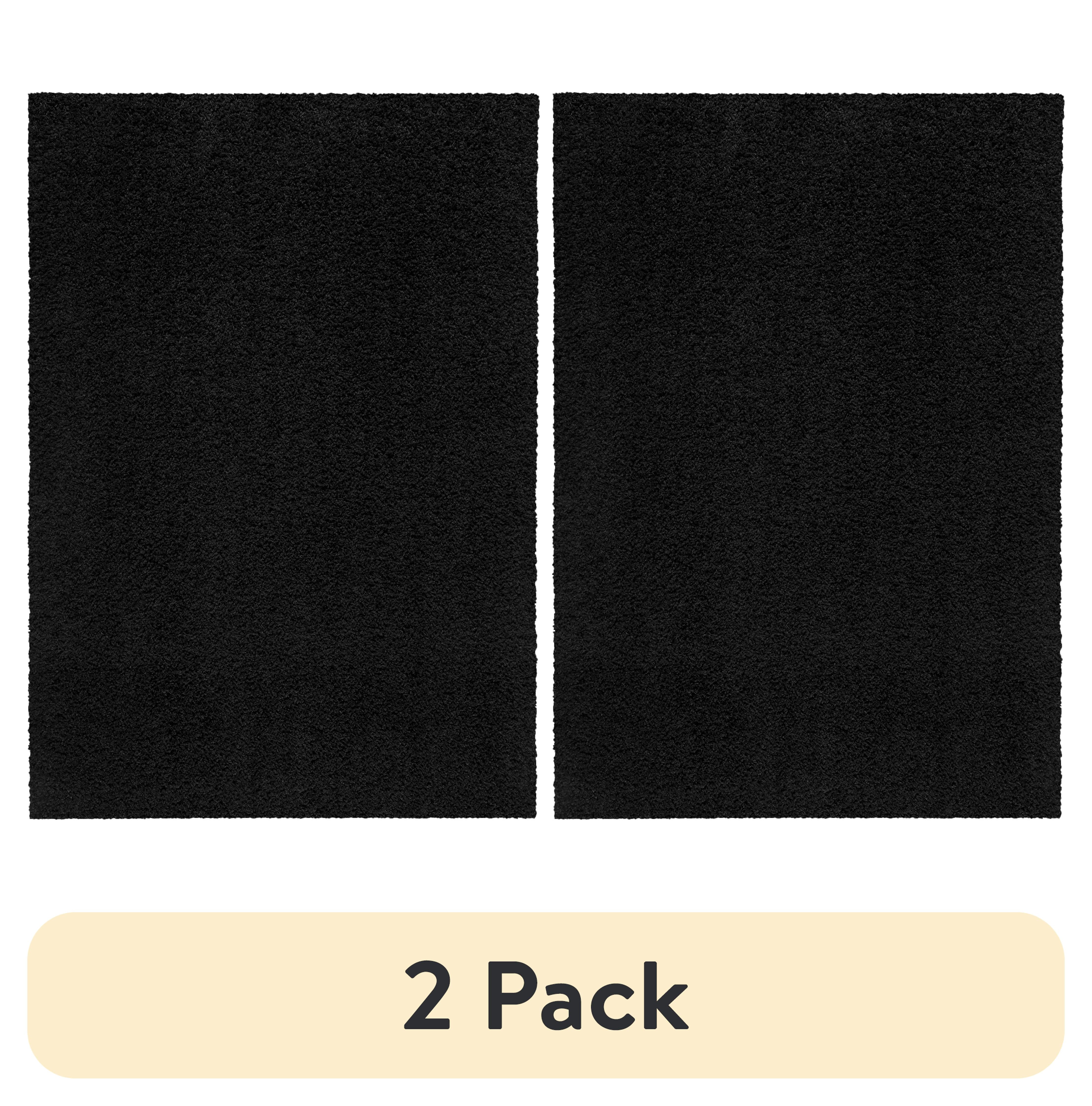 (2 pack) Mainstays Traditional Solid Black Shag Indoor Accent Rug, 2'6"x3'10"