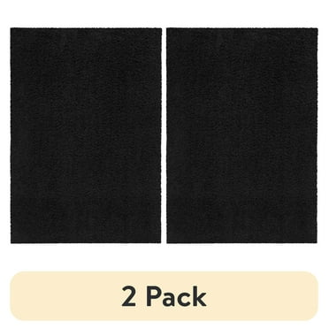 (2 pack) Mainstays Traditional Solid Black Shag Indoor Area Rug, 3' x 4'8"