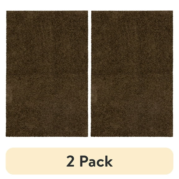 (2 pack) Mainstays Traditional Solid Brown Suede Shag Indoor Area Rug, 7' x 10'