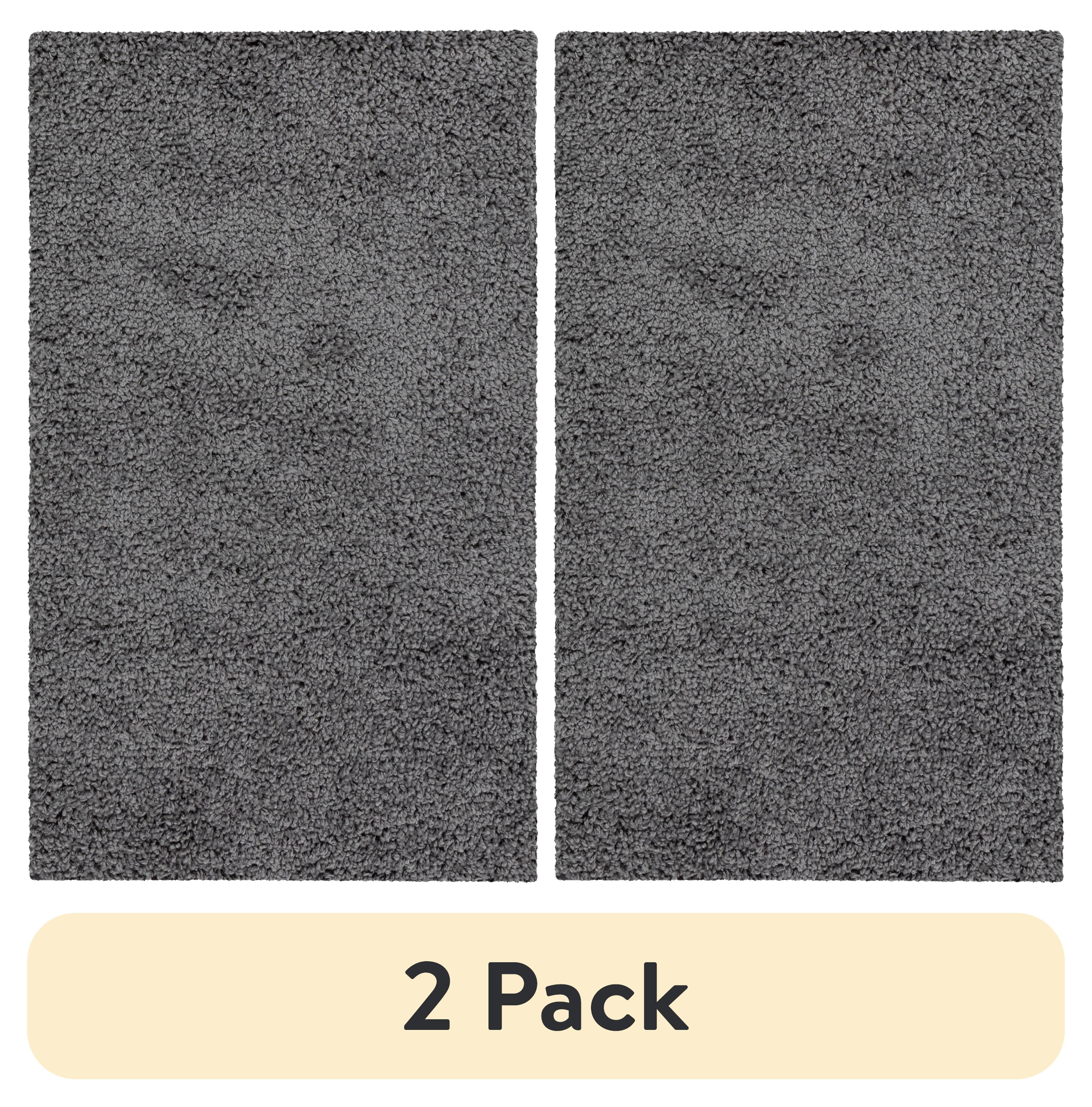 (2 pack) Mainstays Traditional Solid Gray Shag Indoor Accent Rug, 2'6"x3'10"