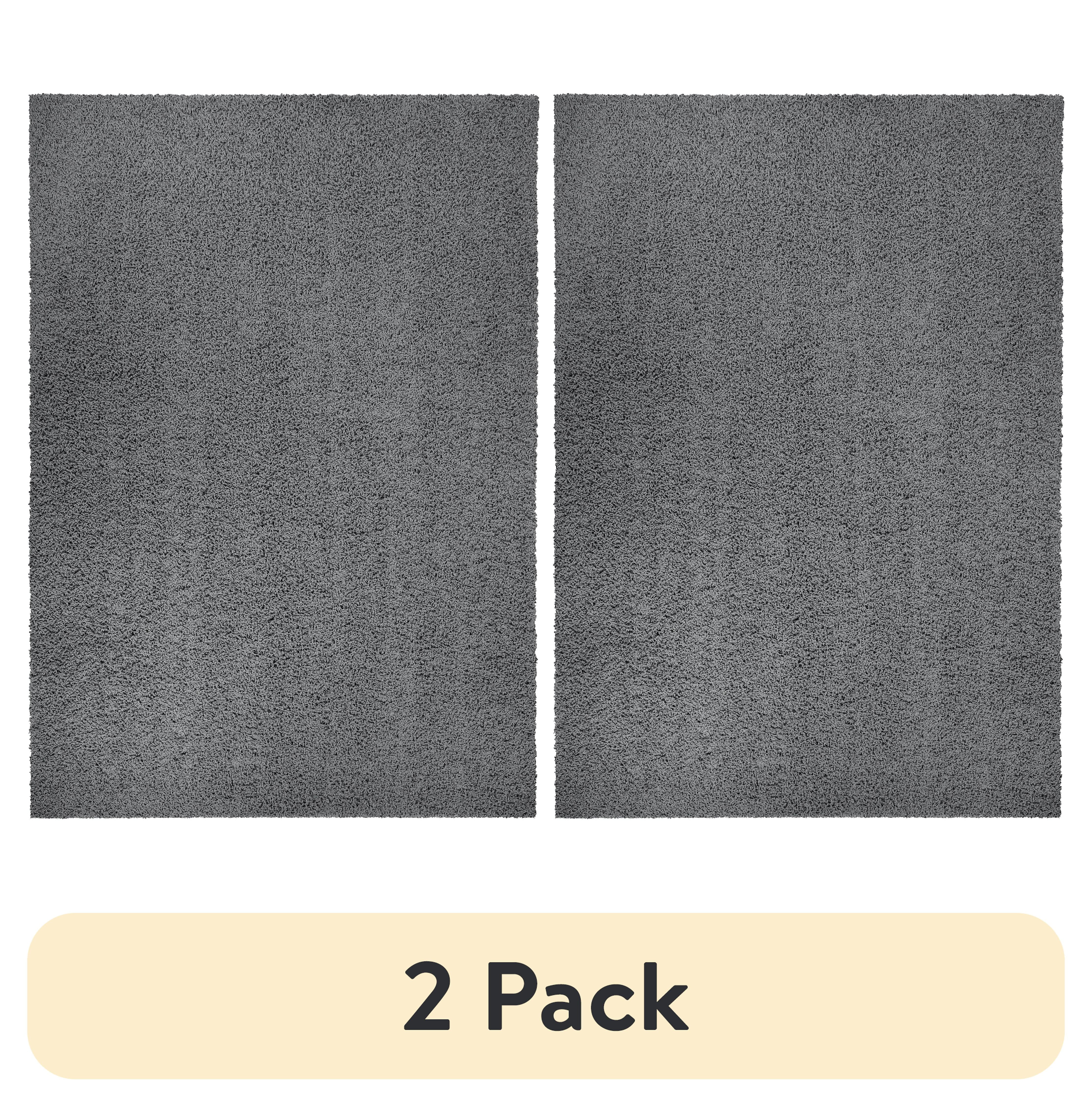 (2 pack) Mainstays Traditional Solid Gray Shag Indoor Area Rug, 3' x 4'8"
