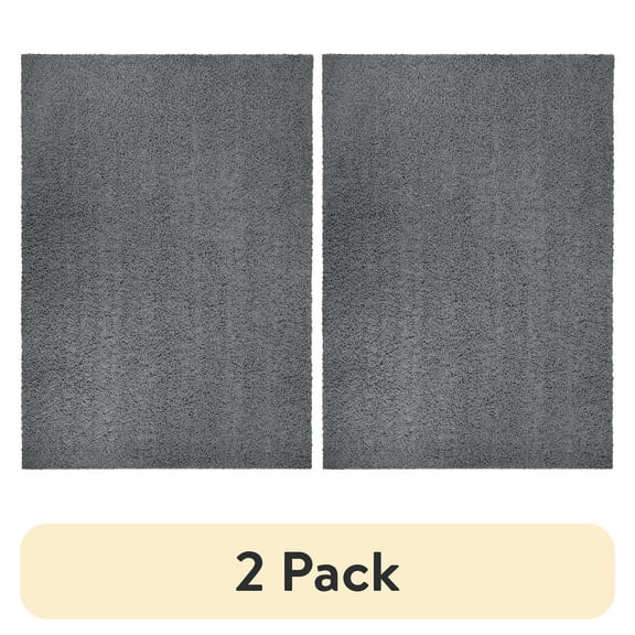 (2 pack) Mainstays Traditional Solid Gray Shag Indoor Area Rug, 3' x 4'8"