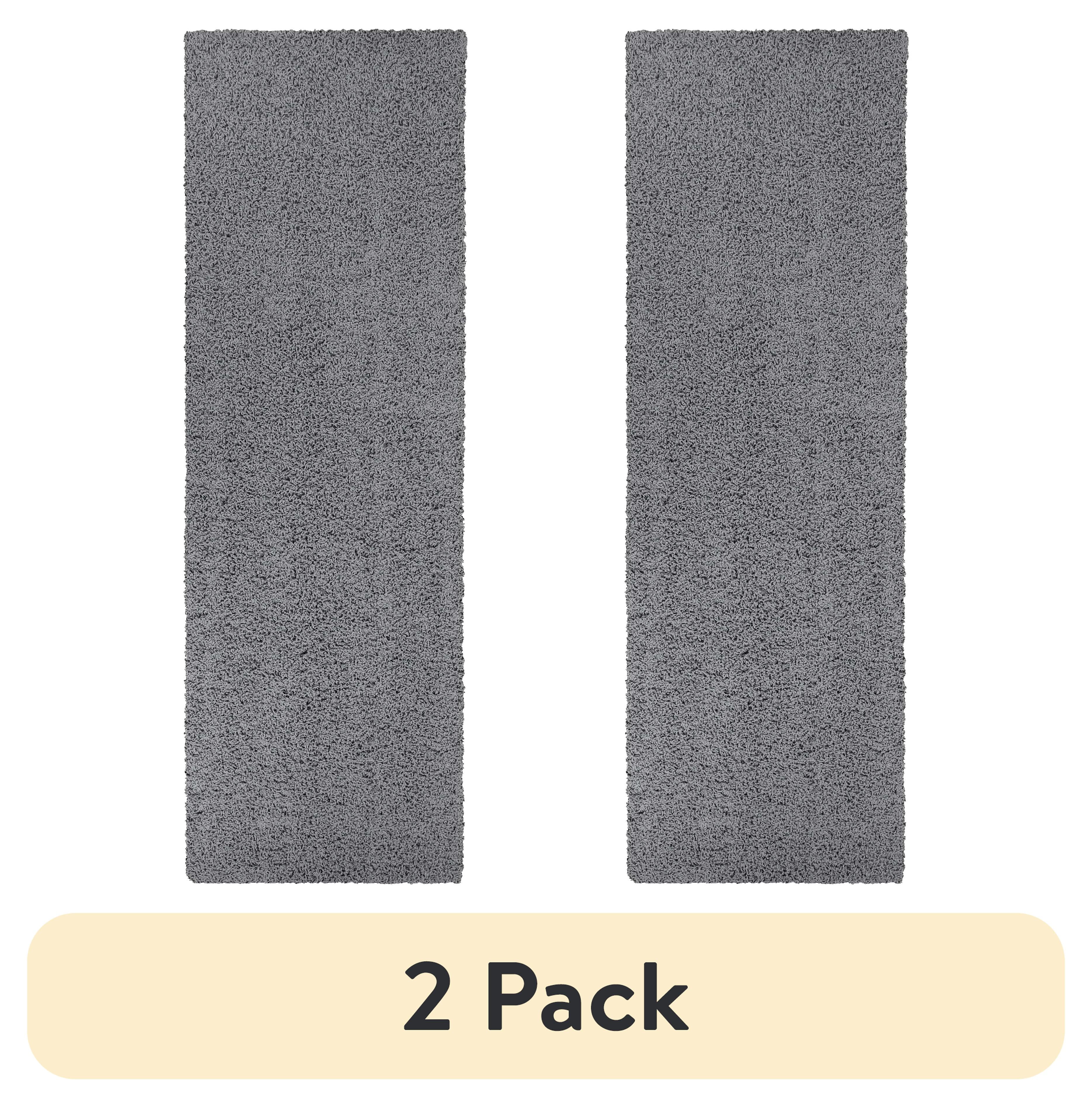 (2 pack) Mainstays Traditional Solid Gray Shag Indoor Runner Rug, 1'9"x5'