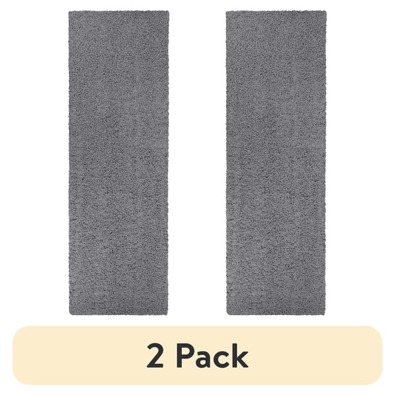 (2 pack) Mainstays Traditional Solid Gray Shag Indoor Runner Rug, 1'9"x5'