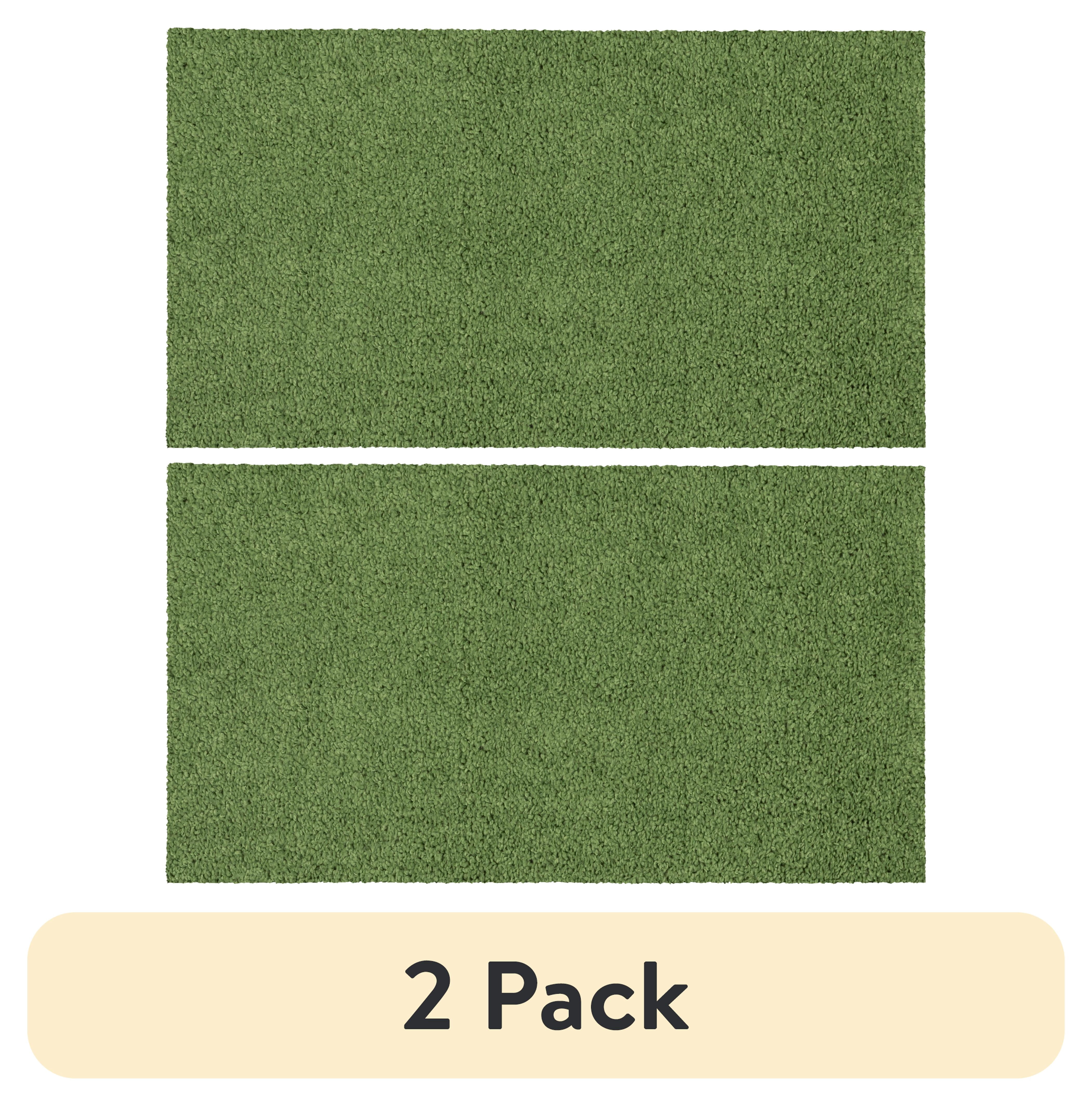 (2 pack) Mainstays Solid Shag Indoor Accent Rug, Green, 1 ft 8 in x 2 ft 10 in