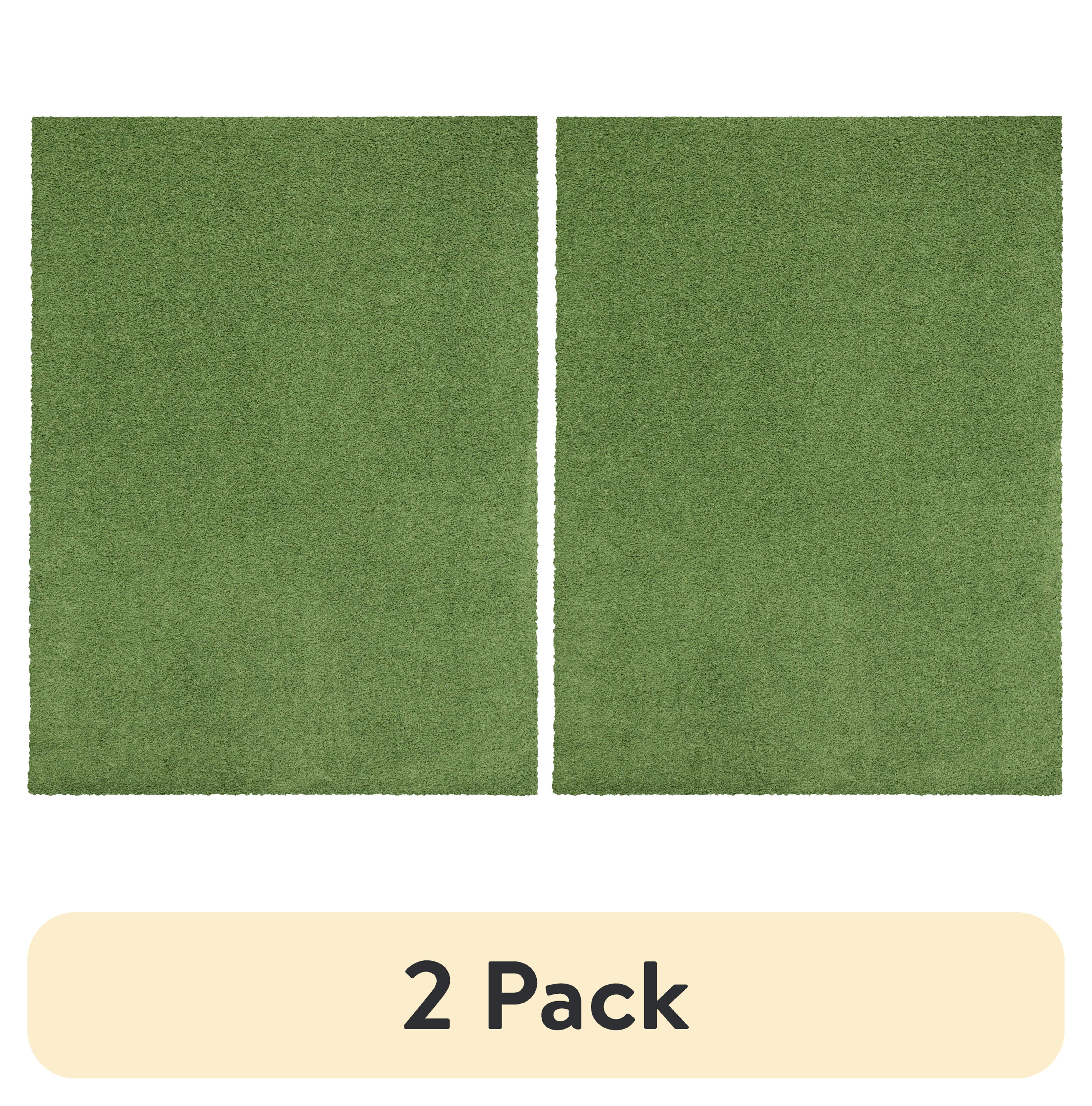 (2 pack) Mainstays Traditional Solid Green Shag Indoor Area Rug, 5' x 7'