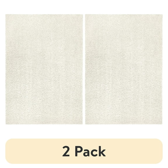 (2 pack) Mainstays Traditional Solid Ivory Shag Indoor Area Rug, 3' x 4'8"