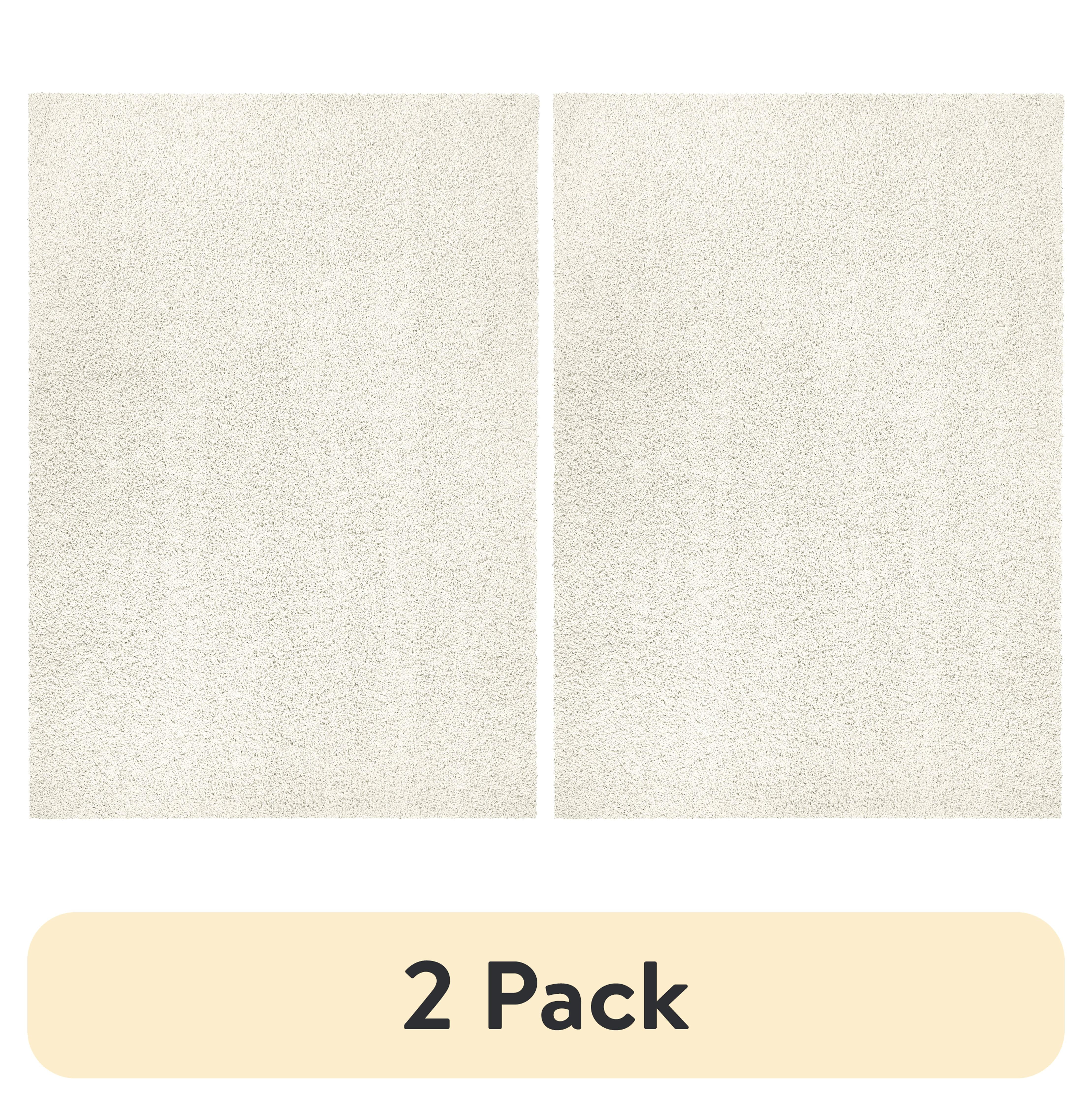 (2 pack) Mainstays Traditional Solid Ivory Shag Indoor Area Rug, 5' x 7'