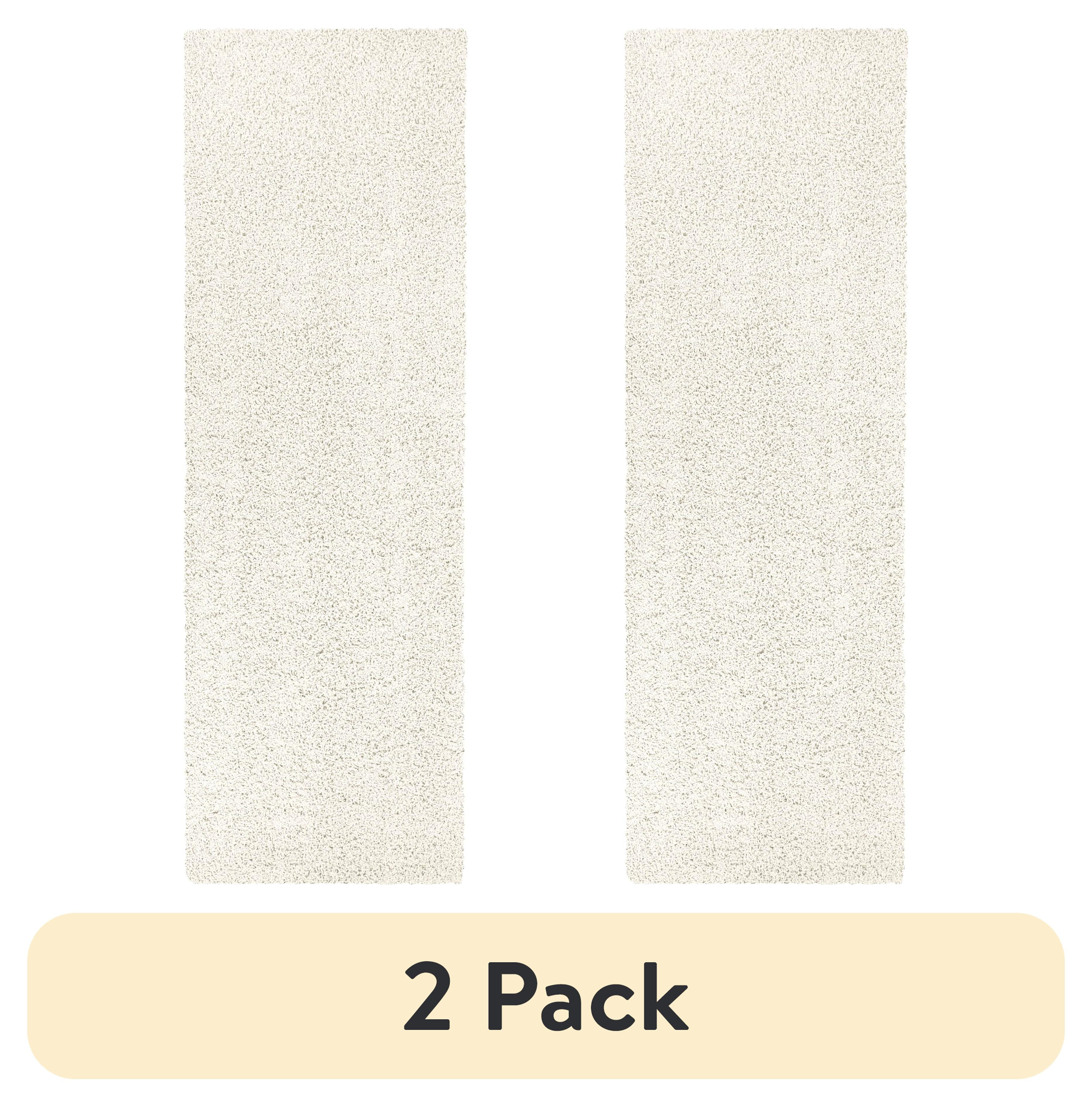 (2 pack) Mainstays Traditional Solid Ivory Shag Indoor Runner Rug, 1'9"x5'