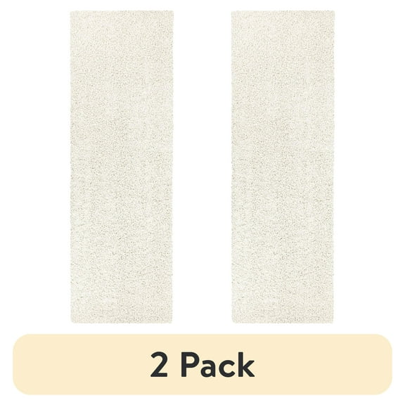 (2 pack) Mainstays Traditional Solid Ivory Shag Indoor Runner Rug, 1'9"x5'