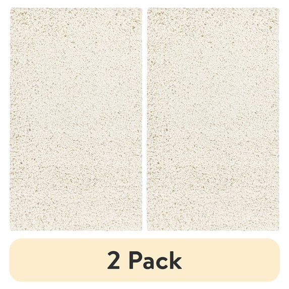 (2 pack) Mainstays Traditional Solid Ivory Tufted Shag Indoor Accent Rug, 2'6"x3'10"