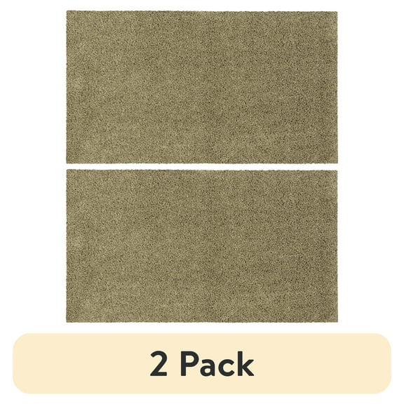 (2 pack) Mainstays Traditional Mushroom Tan Shag Indoor Accent Rug, 1'8" x 2'10"