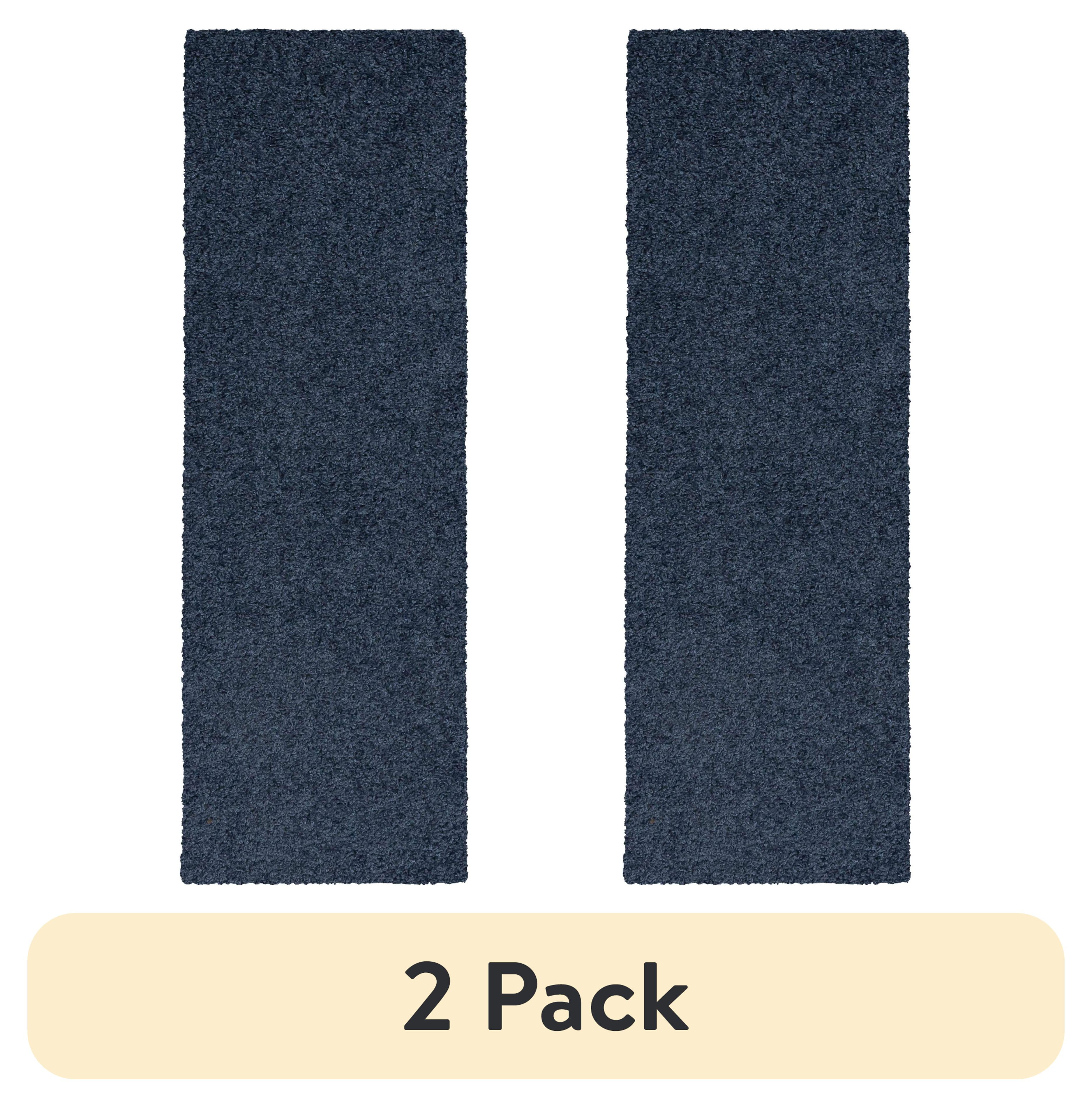 (2 pack) Mainstays Traditional Navy Heather Shag Indoor Runner Rug, 1'9" x 5'