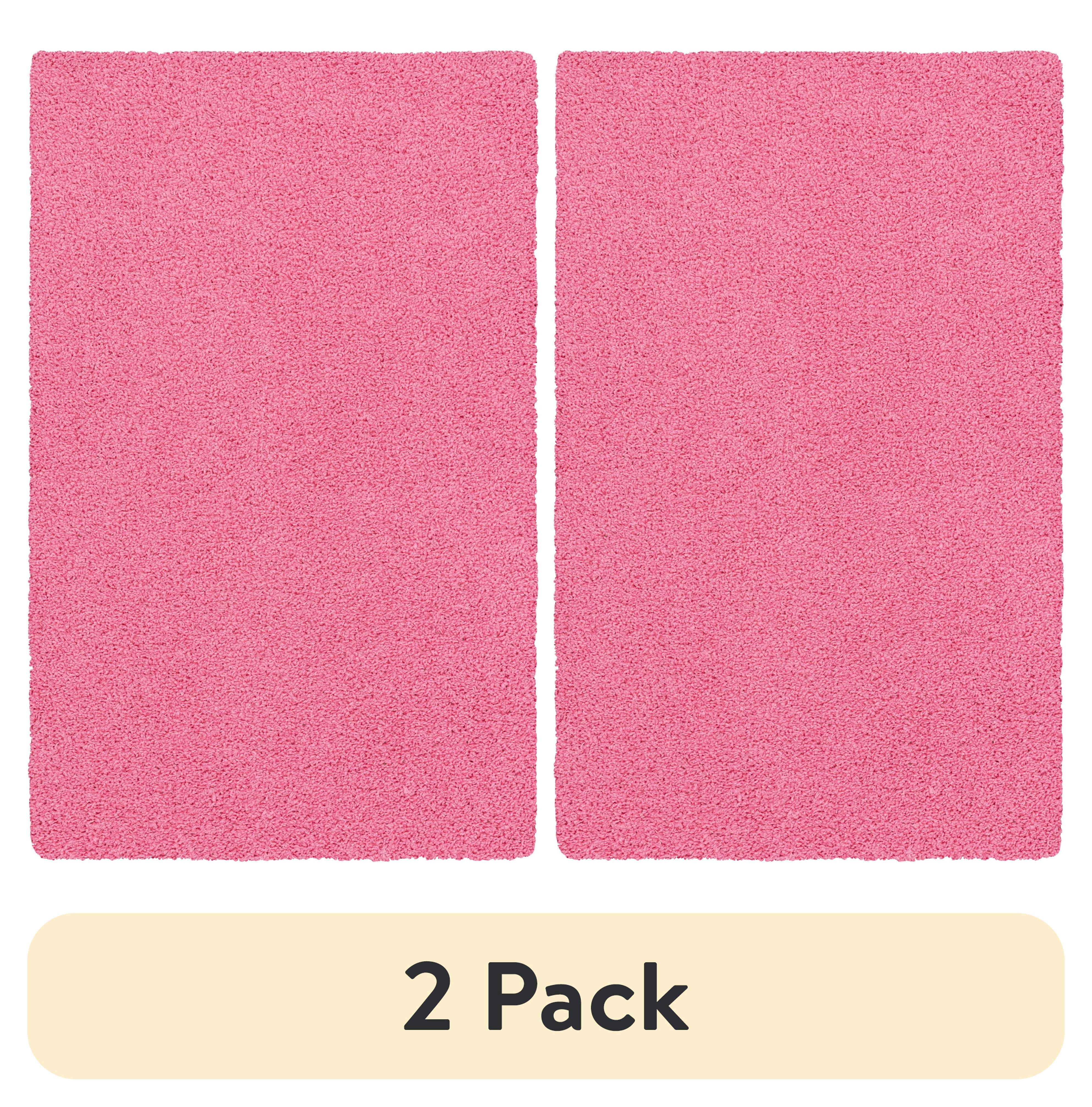 (2 pack) Mainstays Traditional Solid Pink Youth Shag Indoor Area Rug 3' x 4'8"