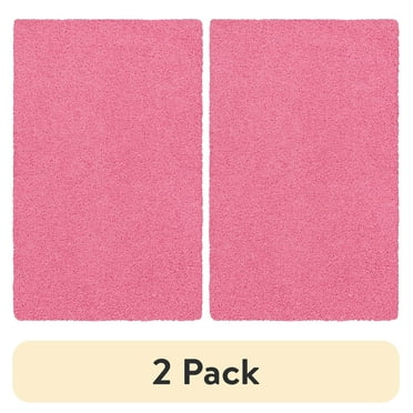 (2 pack) Mainstays Traditional Solid Pink Youth Shag Indoor Area Rug, 3' x 4'8"