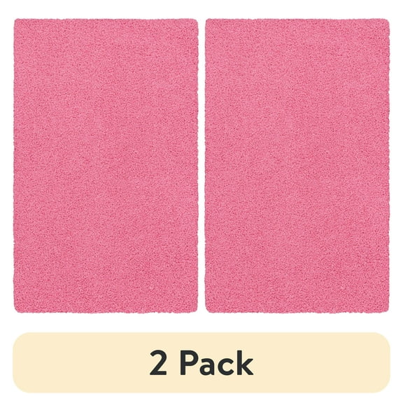 (2 pack) Mainstays Traditional Solid Pink Youth Shag Indoor Area Rug, 3' x 4'8"