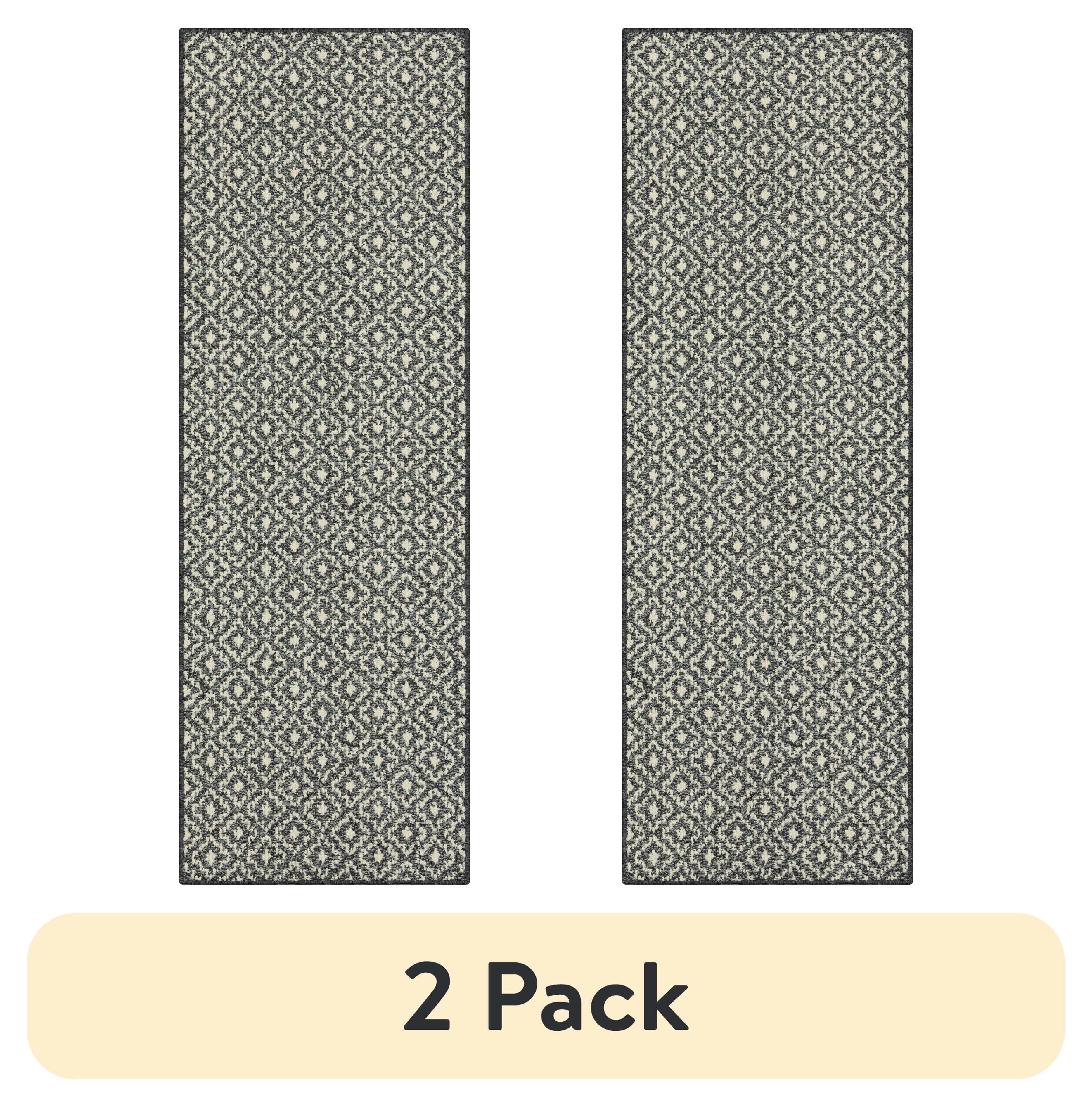 (2 pack) Mainstays Transitional Black Tonal Diamond Indoor Runner Rung 1'8"x5'