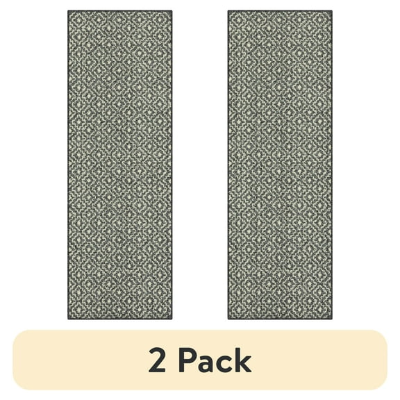 (2 pack) Mainstays Transitional Black Tonal Diamond Indoor Runner Rung 1'8"x5'