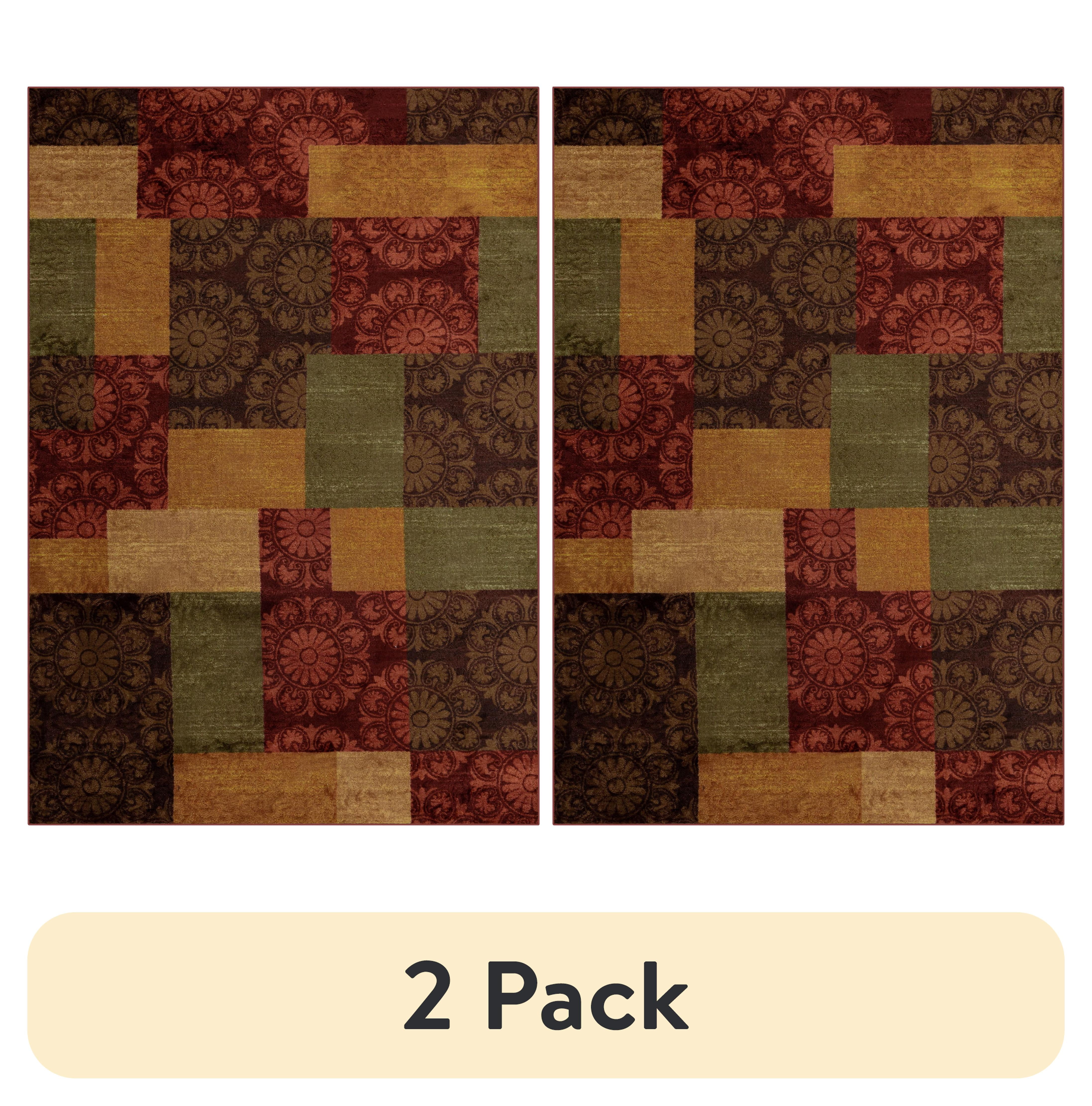 (2 pack) Mainstays Transitional Medallion Block Red Print Indoor Area Rug, 7' x 10'