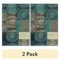 thumbnail interactive-video image 1 of (2 pack) Mainstays Transitional Medallion Block Teal Indoor Accent Rug, 2'6"x3'10", 1 of 9