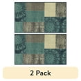 thumbnail interactive-video image 1 of (2 pack) Mainstays Transitional Medallion Block Teal Print Indoor Accent Rug, 1'8"x2'10", 1 of 9