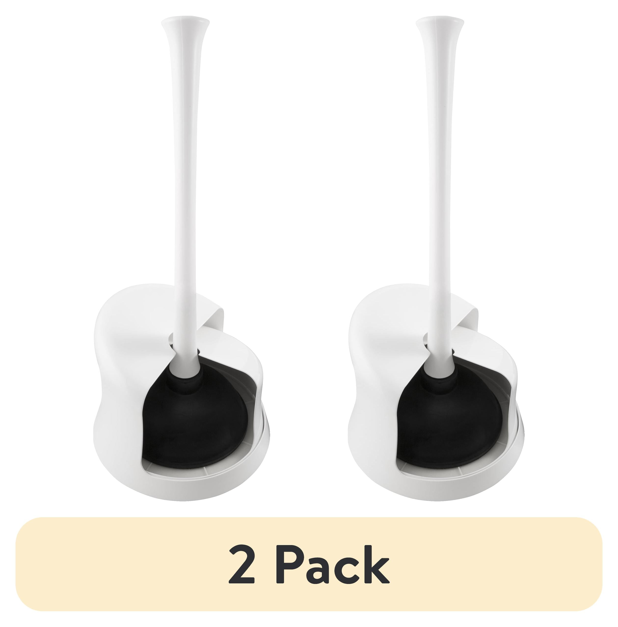 (2 pack) Mainstays Twister Toilet Plunger with Storage Caddy, White