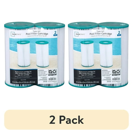 (2 pack) Mainstays Type III, A/C Pools Filter Cartridge for Above-Ground Pool, 2 Pack