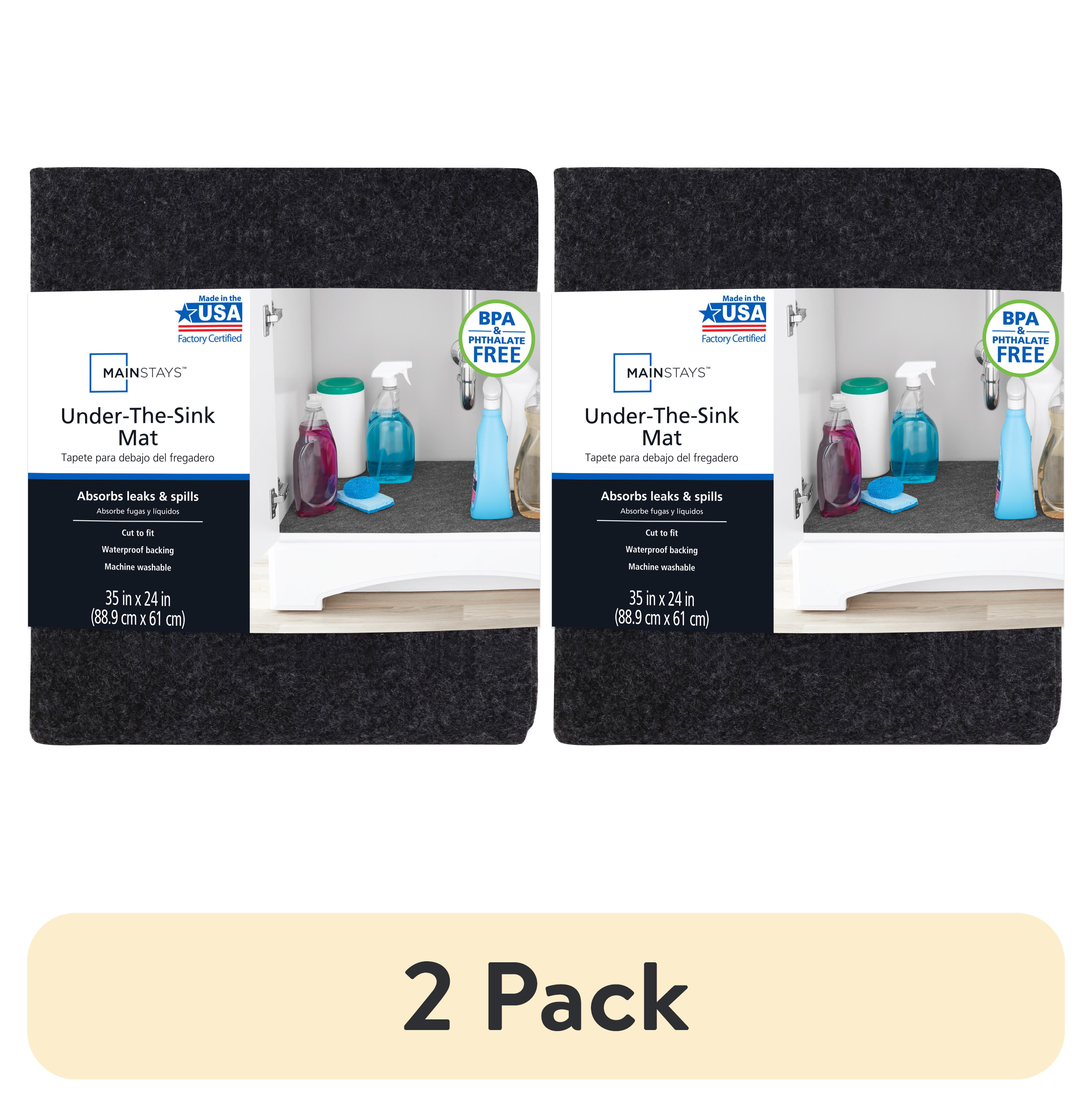 (2 pack) Mainstays Under the Sink Mat, Waterproof Shelf Liner and Cabinet Drawer Liner; Large - 35"X24"; Cut to fit
