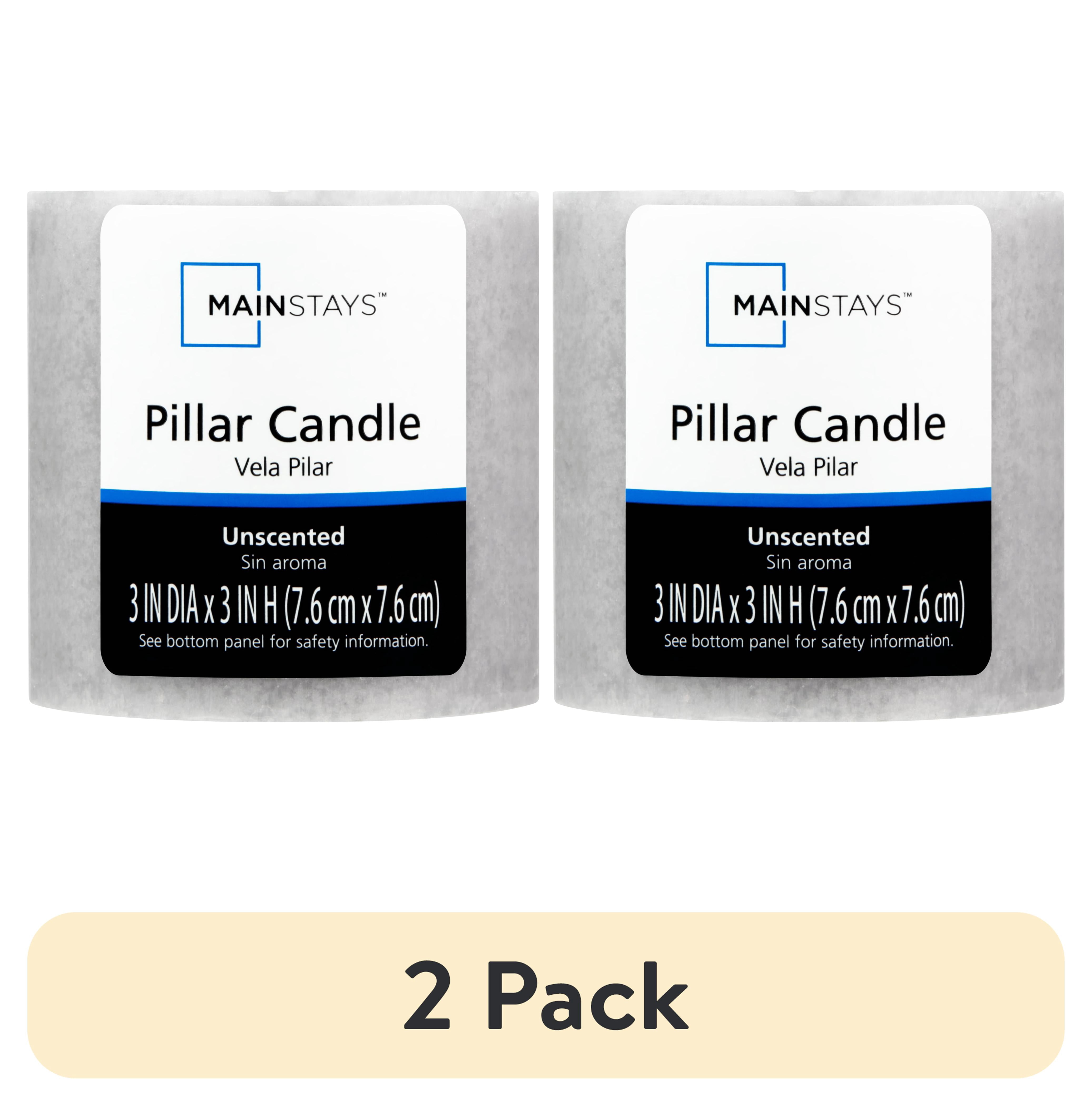 (2 pack) Mainstays Unscented Mottled Pillar Candle, 3 in x 3 in, Gray