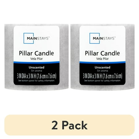 (2 pack) Mainstays Unscented Decorative Mottled Pillar Candles, 3x3inch tall, Gray Mottled Color price history and forecast - Mainstays