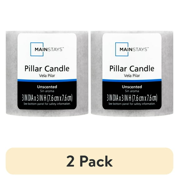(2 pack) Mainstays Unscented Decorative Mottled Pillar Candles, 3x3inch tall, Gray Mottled Color