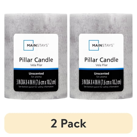 (2 pack) Mainstays Unscented Decorative Mottled Pillar Candles, 3x4inch tall, Gray Mottled Color price history and forecast - Mainstays