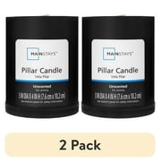 (2 pack) Mainstays Unscented Decorative Pillar Candle 3x4 Black