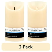 (2 pack) Mainstays Unscented Flameless LED Pillar Candle, Ivory, 3 x 6 in